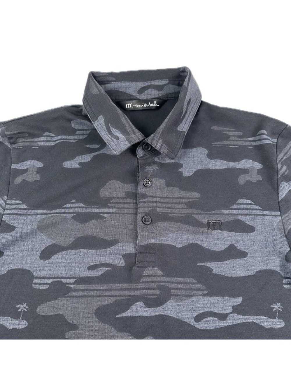 Travis Mathew Polo Shirt Mens Small Blue Camoflage Golf Shirt Polo